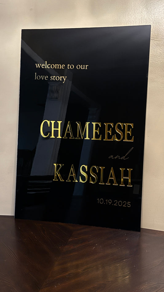 Welcome to our love story wedding acrylic Sign ( 24in x 36in )